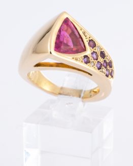 Bague or tourmaline améthystes