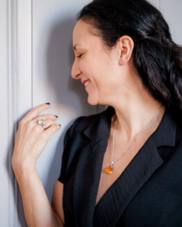 Pendentif or blanc citrine