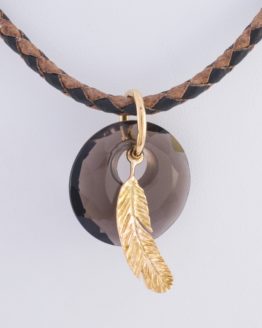 Pendentif or jaune quartz fumé