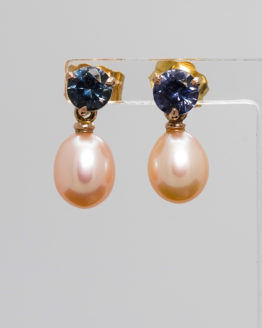 Boucles d'oreilles or perles et spinelles