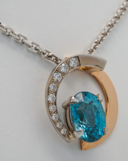 Pendentif or blanc et rose