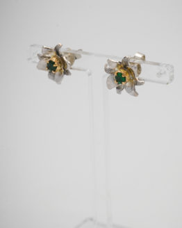 Boucles d'oreilles or argent grenats