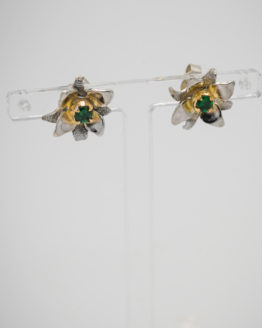 Boucles d'oreilles or argent grenats