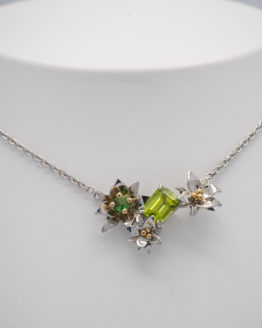 Pendentif argent péridot grenat