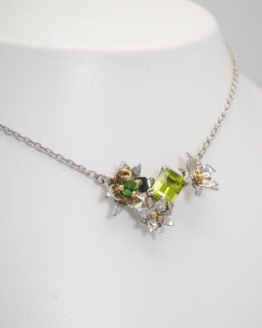 Pendentif argent péridot grenat