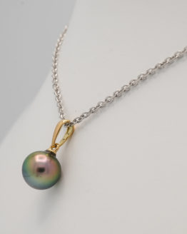 Pendentif or blanc perle de culture