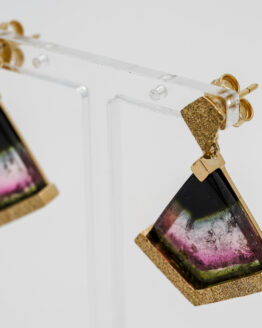 Boucles d'oreilles or tourmalines