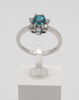 Bague or blanc diamant fleur