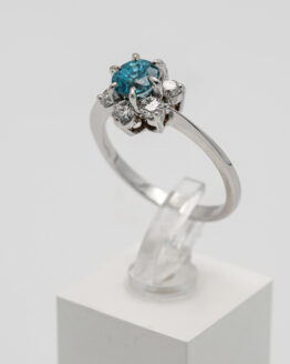 Bague or blanc diamant fleur