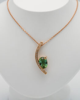 Pendentif or rose diamants tourmaline